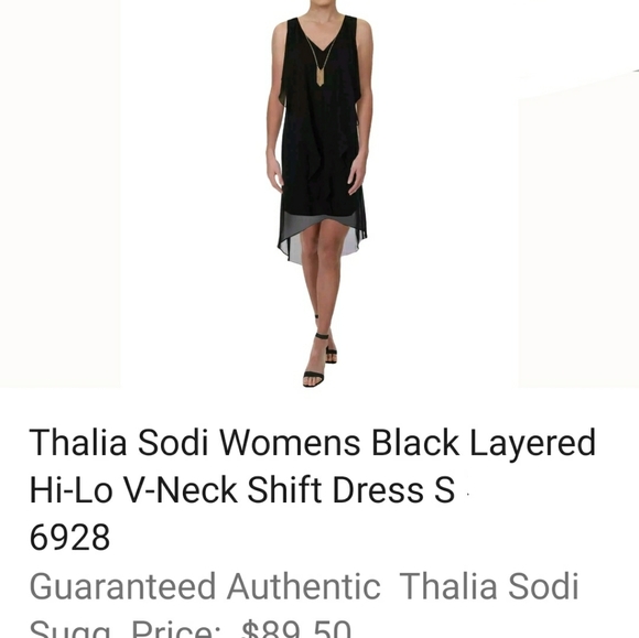NWT THALIA SODI pullover deep Black shift dress Vneck Semi Formal Cocktail Dress - Picture 3 of 4